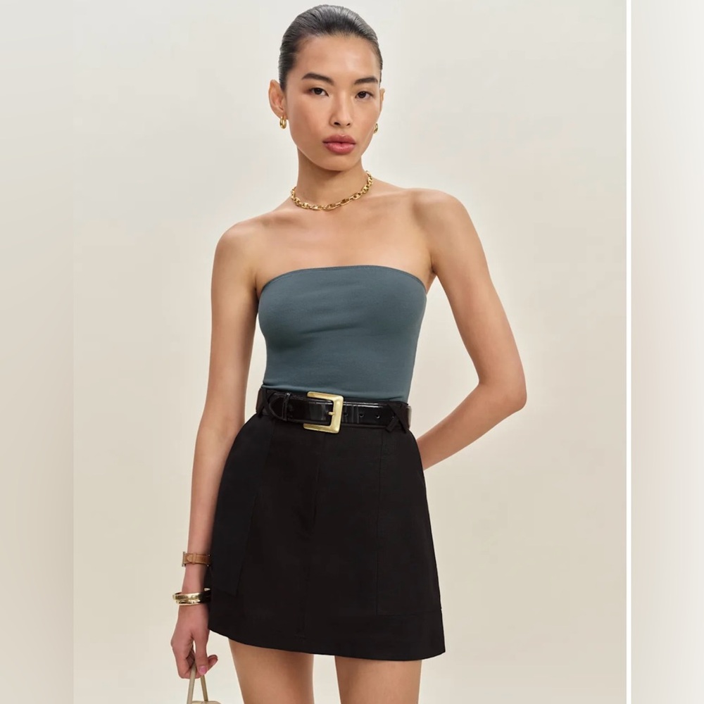 Reformation Etta Linen Skirt Black - Size 10
